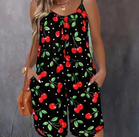 Enterizo con estampado de cerezas.