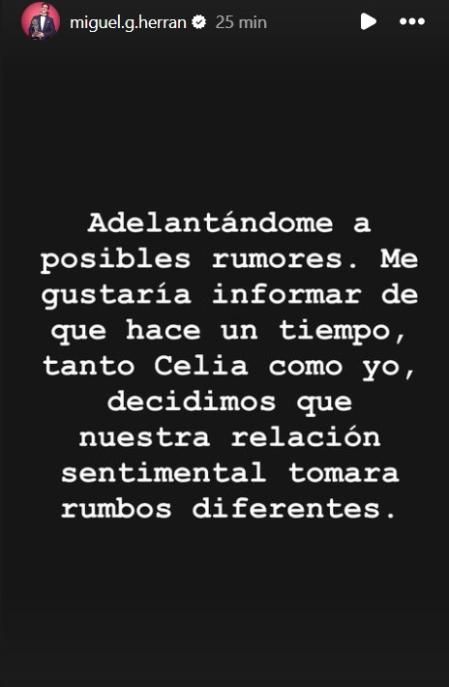 Los actores Miguel Herrán y Celia Pedraza se separan siete meses después de su paternidad