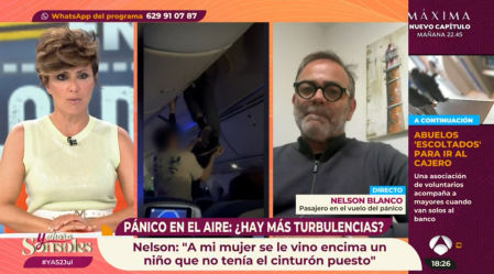 Nelson describiendo el momento de las turbulencias en su entrevista en 'Y ahora Sonsoles'