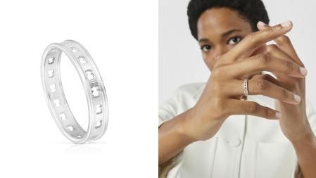 Anillo Bear Row de plata con siluetas de oso