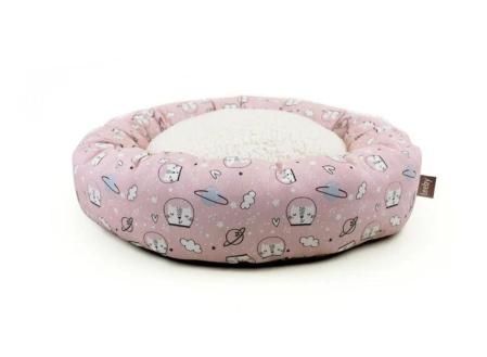 Leeby cama donut antideslizante estampado comic rosa para gatos