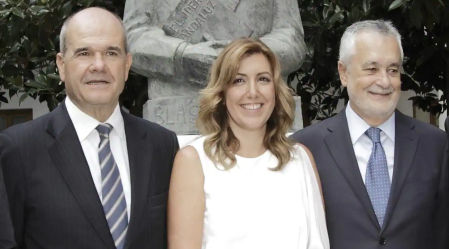 Manuel Chaves, Susana Díaz y José Antonio Griñán en el Parlamento de Andalucía