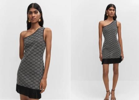 Vestido asimétrico con flecos