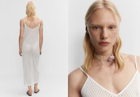 Vestido largo de punto calado