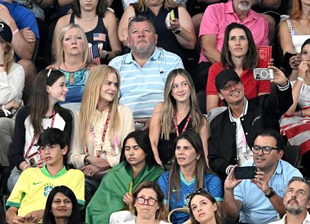 Nicole Kidman junto a su familia en la competición de gimnasia artística de los Juegos Olímpicos de París 2024