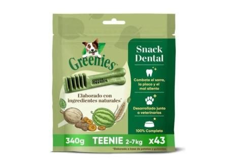 0.34 kg greenies snacks dentales 100% natural teenie para perros toy