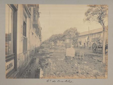 Calle Cuarteles de Málaga, durante la inundación del 24 de septiembre de 1907, conocida como La Riada.