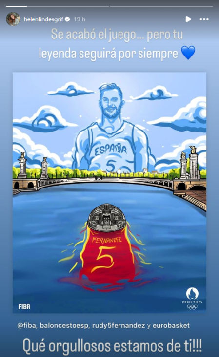 El mensaje de apoyo de Helen Lindes a Rudy Fernández tras su adiós al baloncesto en los Juegos Olímpicos: “Tu leyenda seguirá”