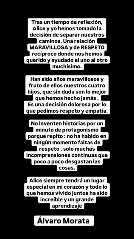 Álvaro Morata confirma los rumores de separación de Alice Campello.
