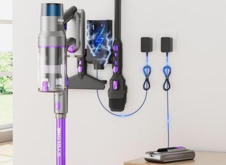 Viene acompañada por multitud de accesorios, así como de una base para dejarla cargando en la pared