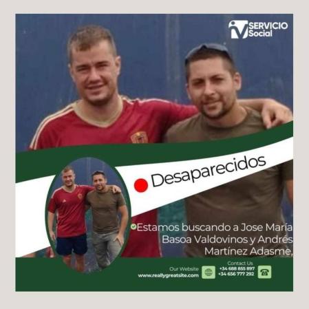 Una imagen del cartel que las familias de Basoa y Martínez han movido para denunciar su desaparición.