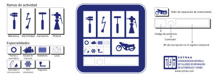 Una placa identificativa como esta se expone a la entrada de todos los talleres legalmente establecidos.