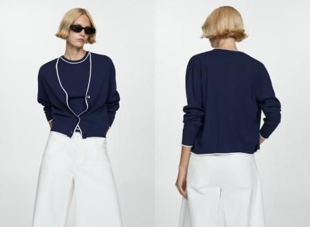 Cárdigan terminaciones en contraste de Mango