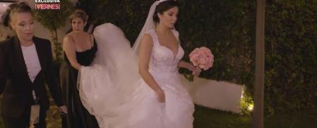Ana Herminia durante su boda, celebrada el jueves 17 de octubre de 2024, luciendo su vestido de Pronovias