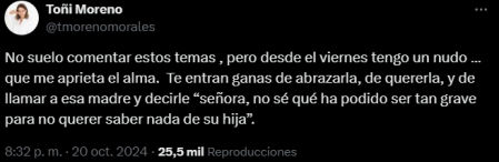 Toñi Moreno reacciona a la entrevista de Isa Pantoja
