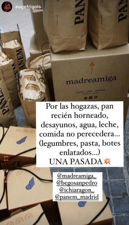 Íciar Aragón ha colaborado de forma simbólica, pero también real enviando comida