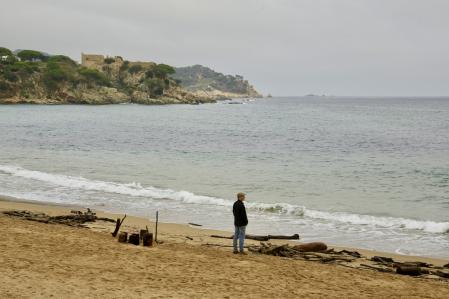 Residuos expulsados por el mar a la playa de La Fosca de Palamós.