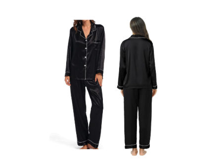 Pijama elegante negro de satén