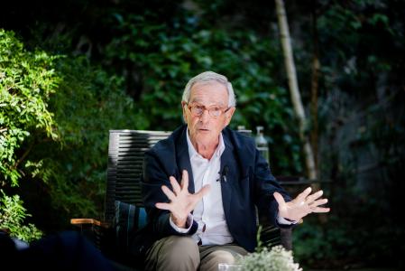 La conversación. Jordi Pujol, Artur Mas y Xavier Trias el 28 de octubre de 2024  en un hotel de Barcelona. (No publicar sin permiso)