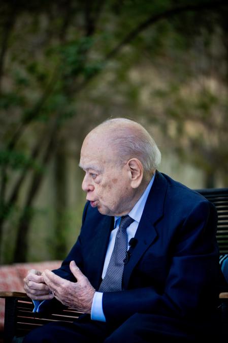 La conversación. Jordi Pujol, Artur Mas y Xavier Trias el 28 de octubre de 2024  en un hotel de Barcelona. (No publicar sin permiso)