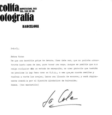 Carta de Colita al poeta Jaime Gil de Biedma