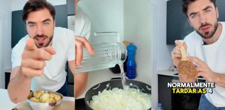 El cocinero recomienda añadir agua para acelerar el proceso de caramelizar la cebolla