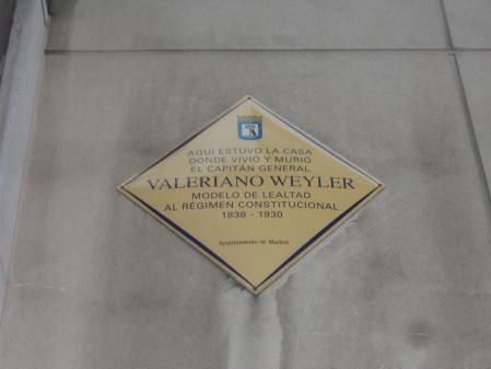 Placa del capitán general Valeriano Weyler (1838-1930).
