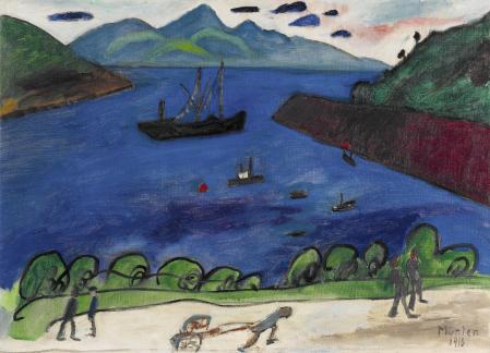 'Puerto de Narvik, 1916', óleo sobre lienzo