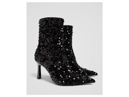 Botines con tacón medio alto y lentejuelas