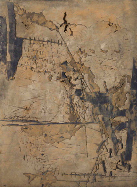 “Gran ocra amb incisions”. Antoni Tàpies, 1961.