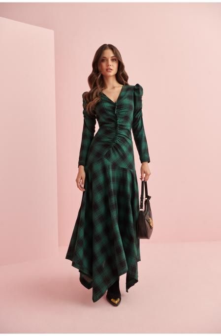 Vestido con estampado tartán verde de Fetiche Suances