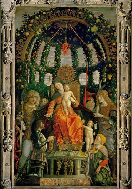 ‘Madonna della Vittoria’, de Andrea Mantegna, en el Museo del Louvre. A la izqda., como orante, el duque de Mantua Francisco II Gonzaga.