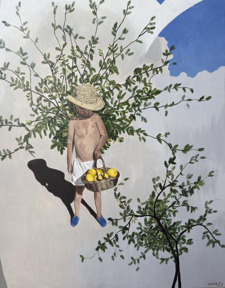 La artista retrata a sus hijos en sus pinturas. Ciro, el mayor, en ‘El niño de los limones’