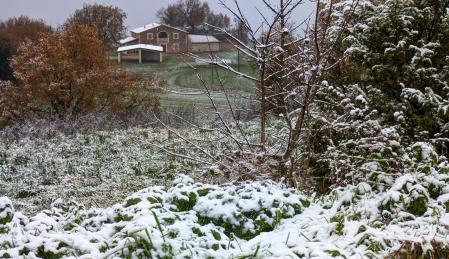 Nevada en Sant Bartomeu del Grau, en Osona, en la puerta del Lluçanès.