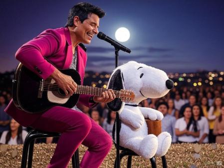 Chayanne cantando con Snoopy