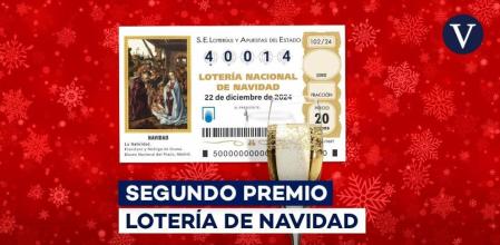 El segundo premio del  Sorteo Extraordinario  de la Lotería de Navidad que se celebra este domingo en el Teatro Real de Madrid ha correspondido al número 40014 y está dotado con 1.250.000 euros la serie, con lo que el poseedor de cada décimo ganará 125.000 euros.