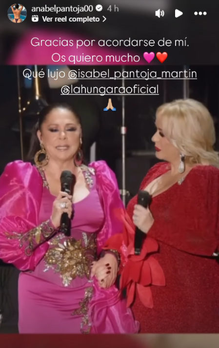 Anabel Pantoja agradece las palabras de la tonadillera