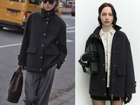 Abrigo lana cuello alto de Mango