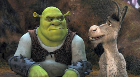 Shrek y Asno en un frame de la película 'Shrek'