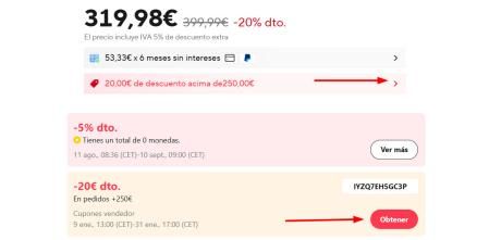 Obtén el cupón descuento en la ficha del móvil