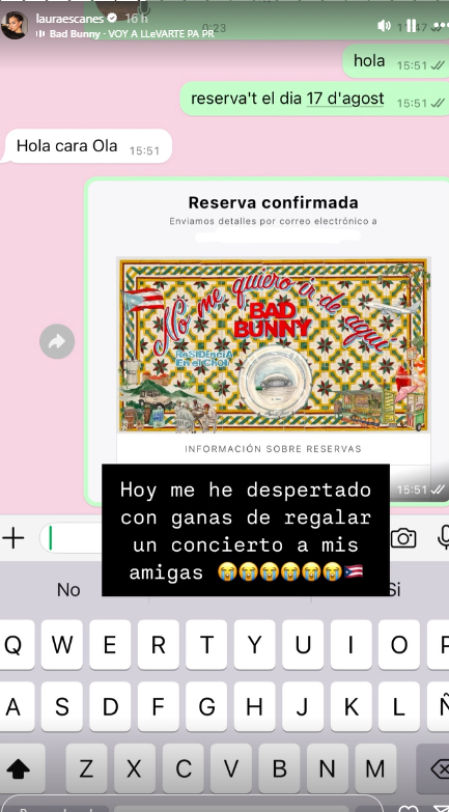 Laura Escanes irá al concierto de Bad Bunny en Puerto Rico
