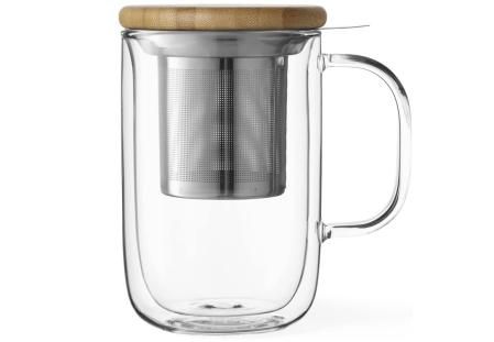 Taza de té de doble pared con asa