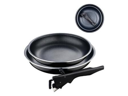 Bergner Click&Cook Black Edition Juego de Sartenes de 3 Piezas