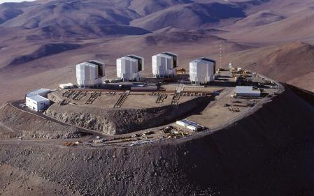 Vista aérea del Observatorio Paranal, en el desierto de Atacama