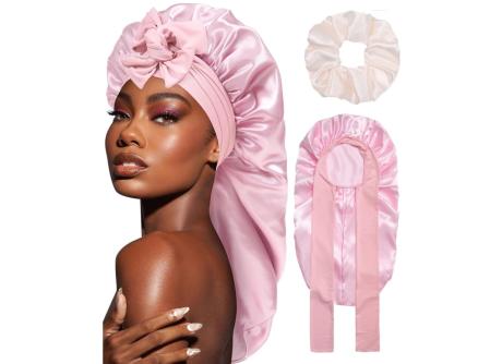 Gorro de satén largo + goma de pelo