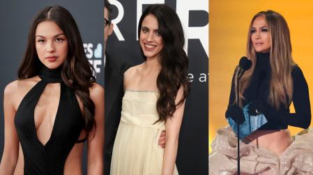 Olivia Rodrigo, Margaret Qualley y Jennifer Lopez en la alfombra roja de los premios Grammy