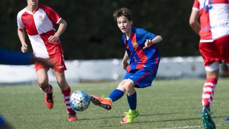 Marc Casadó en un partido contra el Sabadell cuando era infantil en el 2017