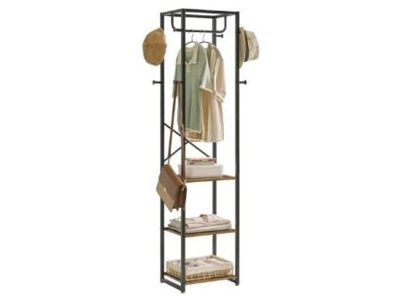 IBUYKE Perchero Perchero de pie con 3 Estantes y 8 Ganchos