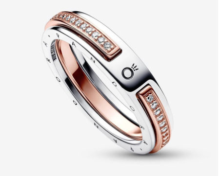 Anillo Logo y Pavé en Dos Tonos Pandora Signature