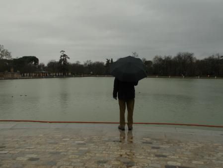 Domingo de paraguas en El Retiro.